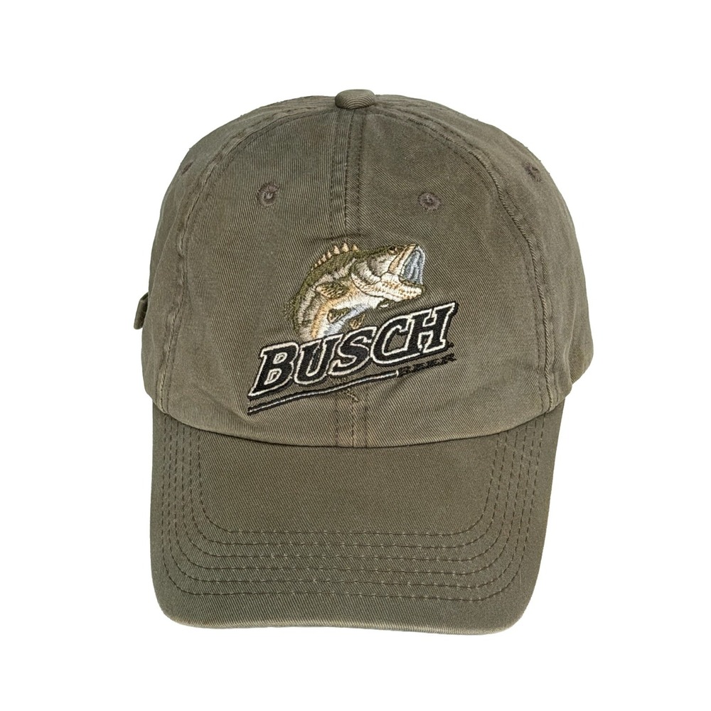 Vintage Busch Beer Anheuser Busch Beer Cap Hat Fishing Largemouth Bass Fish USA